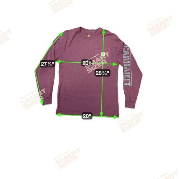 Carhartt Original Fit Long Sleeve Crewneck Spellout Pocket Shirt S Burgundy - Picture 4 of 4